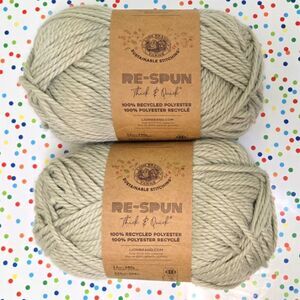 Lion Brand Re-Spun 2 JUMBO SKEINS PUMICE STONE 12 Oz